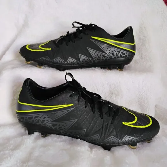 Nike Hypervenom Phelon II FG Soccer Cleats Black Neon Yellow 749893-001 Size 8.5 - Picture 6 of 16
